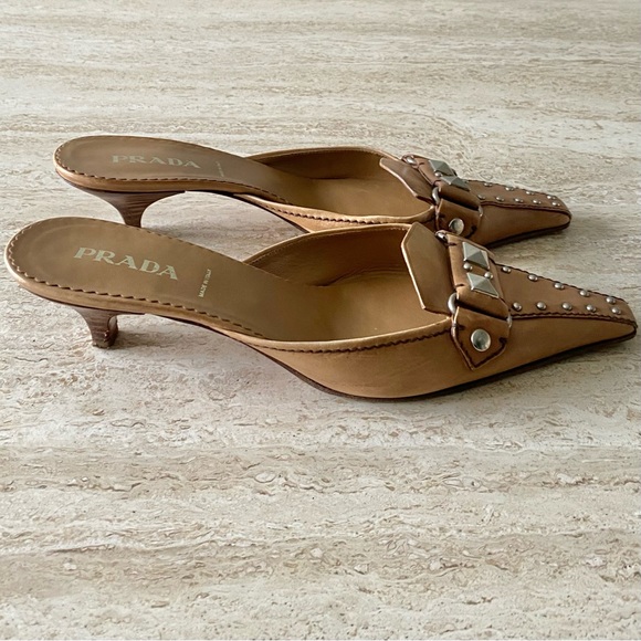 Vintage Prada Stud Mule Kitten Heels - Picture 3 of 8